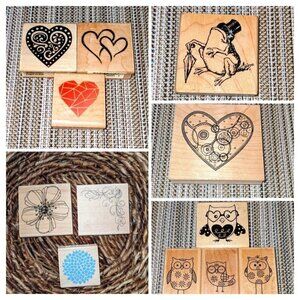 Fancy Toad, Owls & Hearts Variety Pack Rubber Stamps (x12)